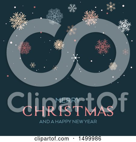 Clipart of a Merry Christmas and a Happy New Year Greeting with Snowflakes - Royalty Free Vector Illustration by KJ Pargeter