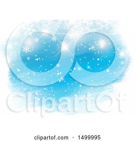Clipart of a Blue Christmas Background with Winter Snowflakes - Royalty Free Vector Illustration by KJ Pargeter