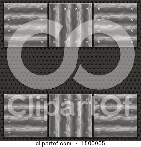 Clipart of a Background of Metal Plaques and Perforations - Royalty Free Illustration by KJ Pargeter