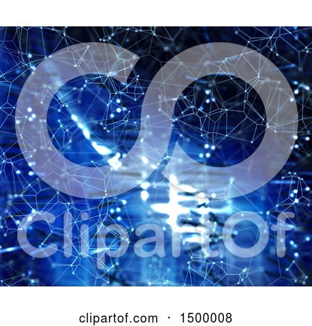Clipart of a Blue Background of Connected Dots - Royalty Free Illustration by KJ Pargeter