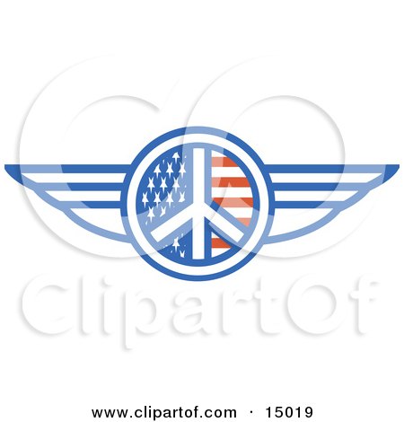Winged American Peace Sign Clipart Illustration by Andy Nortnik