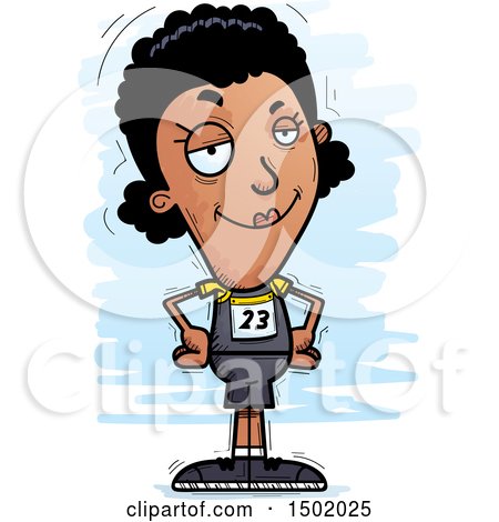 Clipart of a Confident Black Female Track and Field Athlete - Royalty Free Vector Illustration by Cory Thoman