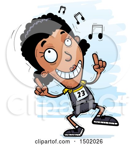 Clipart of a Black Female Track and Field Athlete Doing a Happy Dance - Royalty Free Vector Illustration by Cory Thoman