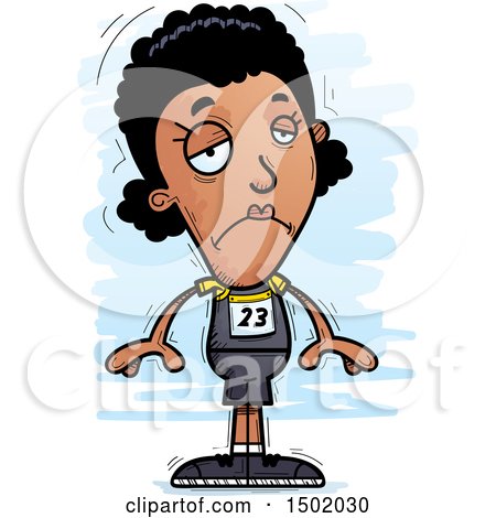 Clipart of a Sad Black Female Track and Field Athlete - Royalty Free Vector Illustration by Cory Thoman