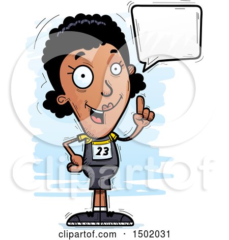 Clipart of a Talking Black Female Track and Field Athlete - Royalty Free Vector Illustration by Cory Thoman