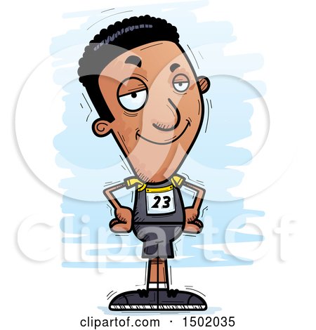 Clipart of a Confident Black Male Track and Field Athlete - Royalty Free Vector Illustration by Cory Thoman