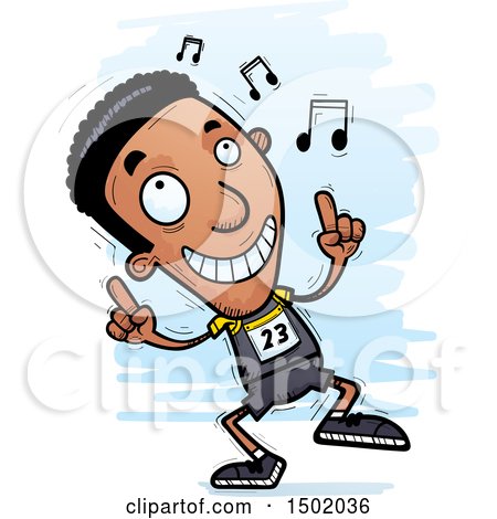 Clipart of a Black Male Track and Field Athlete Doing a Happy Dance - Royalty Free Vector Illustration by Cory Thoman