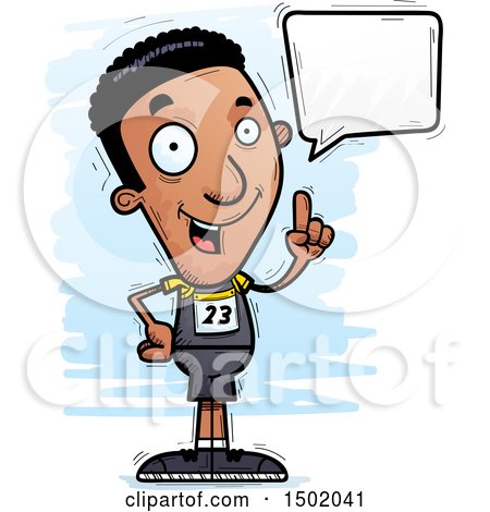 Clipart of a Talking Black Male Track and Field Athlete - Royalty Free Vector Illustration by Cory Thoman