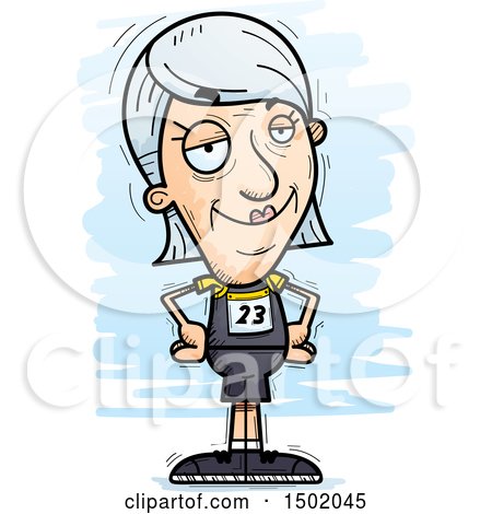 Clipart of a Confident White Senior Female Track and Field Athlete - Royalty Free Vector Illustration by Cory Thoman