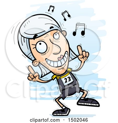 Clipart of a White Senior Female Track and Field Athlete Doing a Happy Dance - Royalty Free Vector Illustration by Cory Thoman