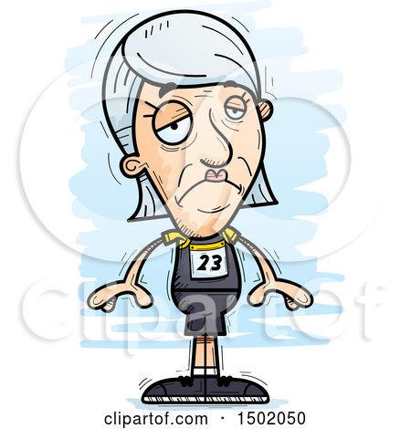 Clipart of a Sad White Senior Female Track and Field Athlete - Royalty Free Vector Illustration by Cory Thoman