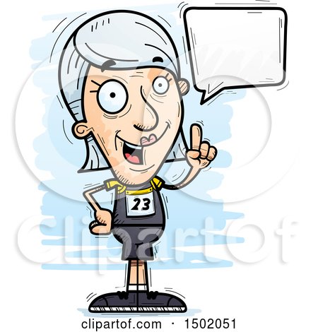 Clipart of a Talking White Senior Female Track and Field Athlete - Royalty Free Vector Illustration by Cory Thoman