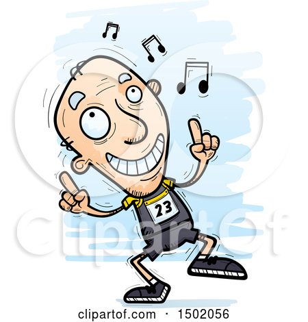 Clipart of a White Senior Male Track and Field Athlete Doing a Happy Dance - Royalty Free Vector Illustration by Cory Thoman