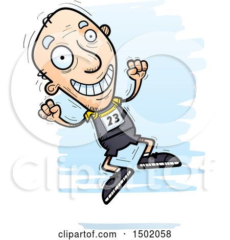 Clipart of a Jumping White Senior Male Track and Field Athlete - Royalty Free Vector Illustration by Cory Thoman