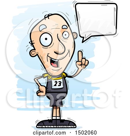 Clipart of a Talking White Senior Male Track and Field Athlete - Royalty Free Vector Illustration by Cory Thoman