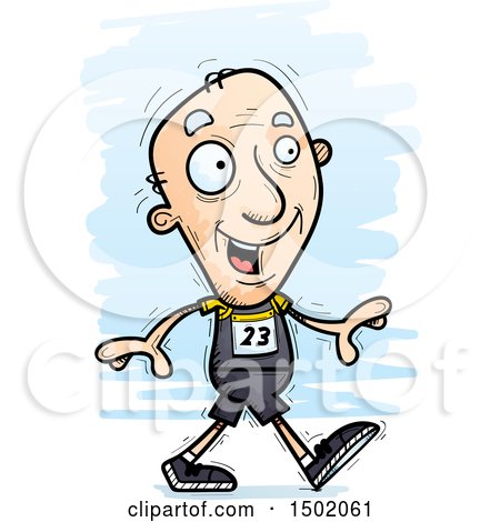 Clipart of a Walking White Senior Male Track and Field Athlete - Royalty Free Vector Illustration by Cory Thoman