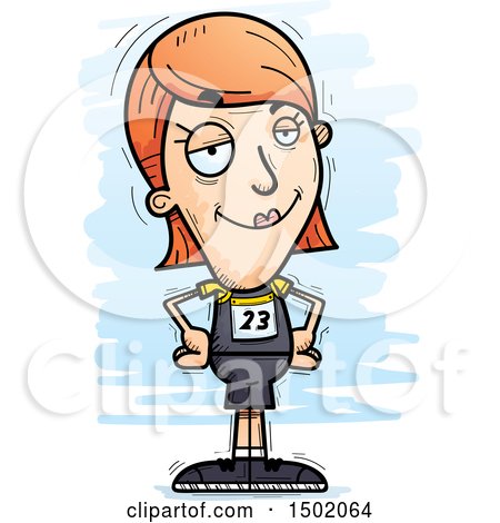 Clipart of a Confident White Female Track and Field Athlete - Royalty Free Vector Illustration by Cory Thoman