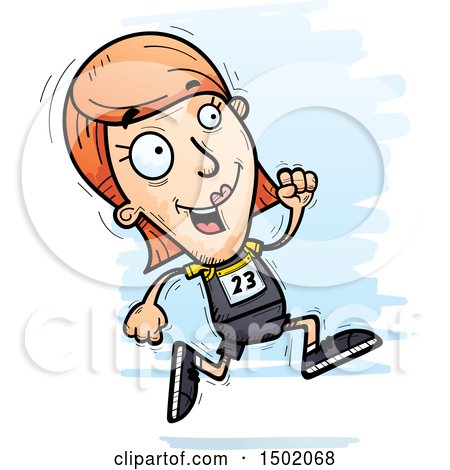 Clipart of a Running White Female Track and Field Athlete - Royalty Free Vector Illustration by Cory Thoman
