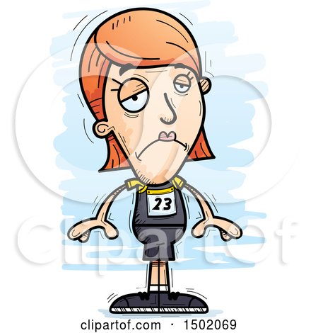 Clipart of a Sad White Female Track and Field Athlete - Royalty Free Vector Illustration by Cory Thoman