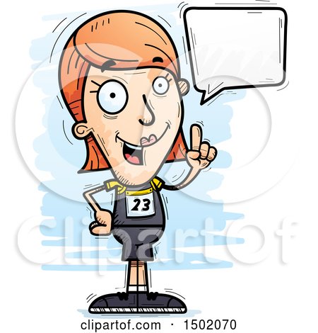 Clipart of a Talking White Female Track and Field Athlete - Royalty Free Vector Illustration by Cory Thoman