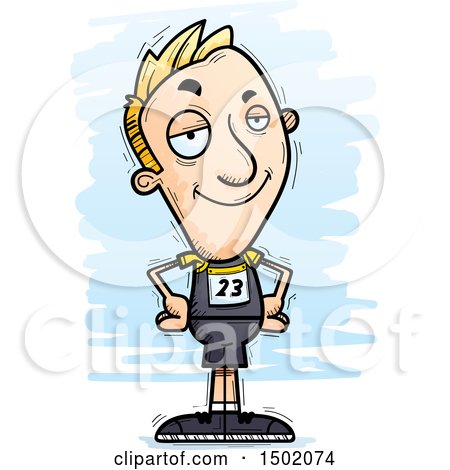 Clipart of a Confident White Male Track and Field Athlete - Royalty Free Vector Illustration by Cory Thoman