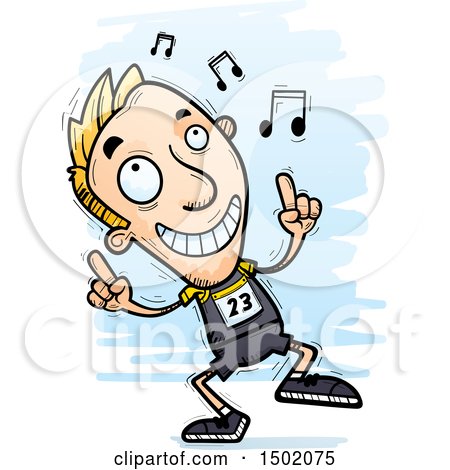 Clipart of a White Male Track and Field Athlete Doing a Happy Dance - Royalty Free Vector Illustration by Cory Thoman
