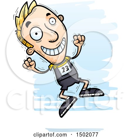 Clipart of a Jumping White Male Track and Field Athlete - Royalty Free Vector Illustration by Cory Thoman