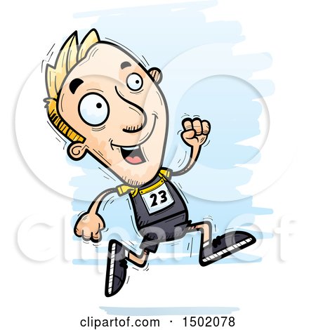 Clipart of a Running White Male Track and Field Athlete - Royalty Free Vector Illustration by Cory Thoman