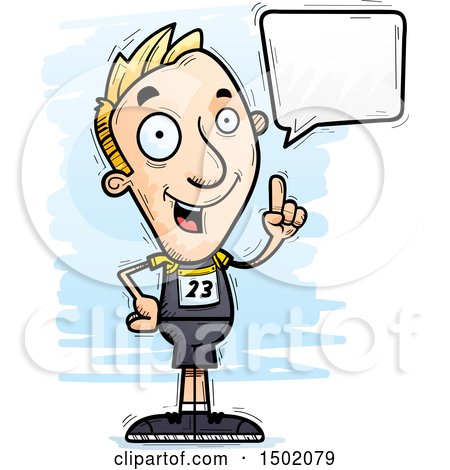 Clipart of a Talking White Male Track and Field Athlete - Royalty Free Vector Illustration by Cory Thoman