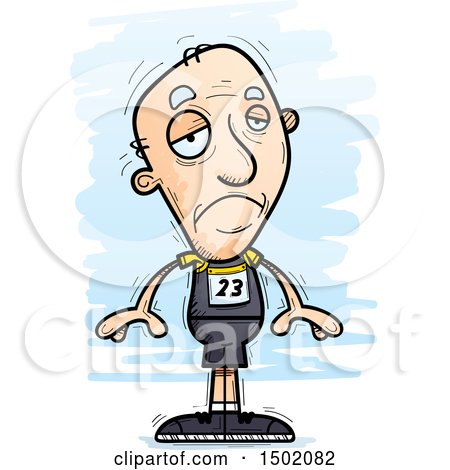 Clipart of a Sad White Senior Male Track and Field Athlete - Royalty Free Vector Illustration by Cory Thoman