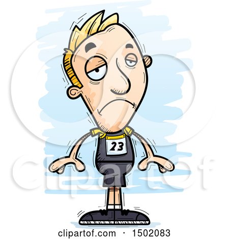 Clipart of a Sad White Male Track and Field Athlete - Royalty Free Vector Illustration by Cory Thoman