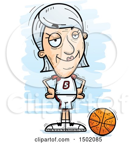 Clipart of a Confident White Senior Female Basketball Player - Royalty Free Vector Illustration by Cory Thoman