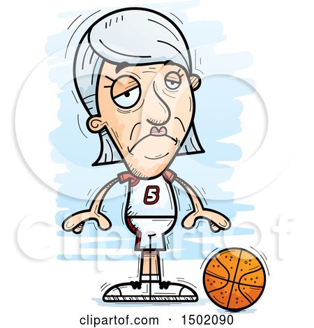 Clipart of a Sad White Senior Female Basketball Player - Royalty Free Vector Illustration by Cory Thoman