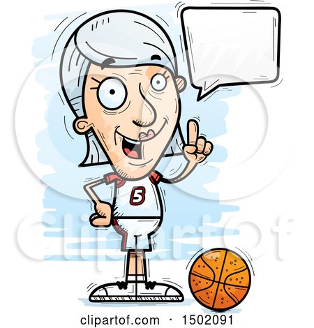 Clipart of a Talking White Senior Female Basketball Player - Royalty Free Vector Illustration by Cory Thoman