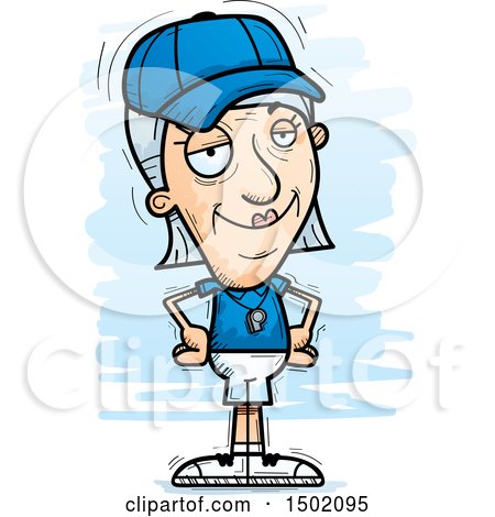 Clipart of a Confident White Senior Female Coach - Royalty Free Vector Illustration by Cory Thoman