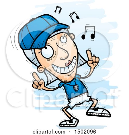 Clipart of a White Senior Female Coach Doing a Happy Dance - Royalty Free Vector Illustration by Cory Thoman