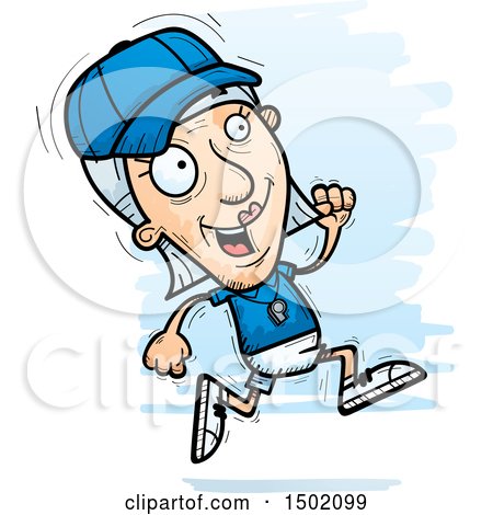 Clipart of a Running White Senior Female Coach - Royalty Free Vector Illustration by Cory Thoman