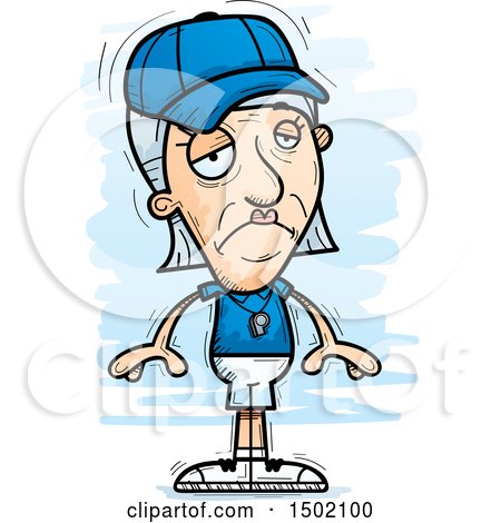 Clipart of a Sad White Senior Female Coach - Royalty Free Vector Illustration by Cory Thoman
