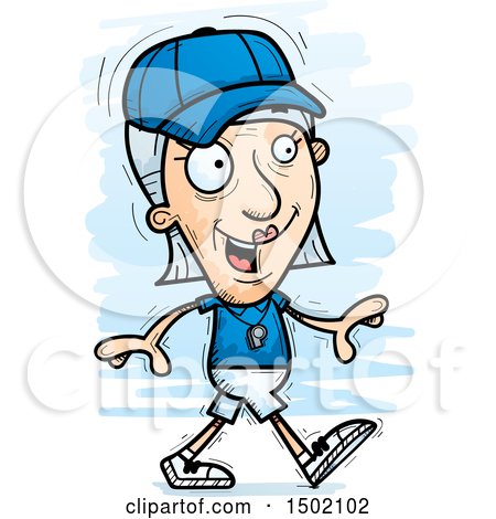 Clipart of a Walking White Senior Female Coach - Royalty Free Vector Illustration by Cory Thoman