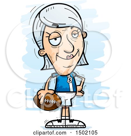 Clipart of a Confident White Senior Female Football Player - Royalty Free Vector Illustration by Cory Thoman