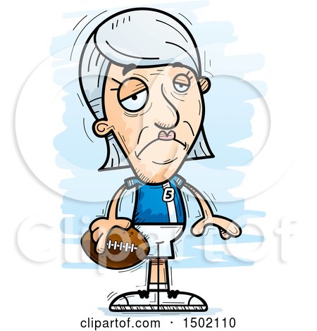 Clipart of a Sad White Senior Female Football Player - Royalty Free Vector Illustration by Cory Thoman