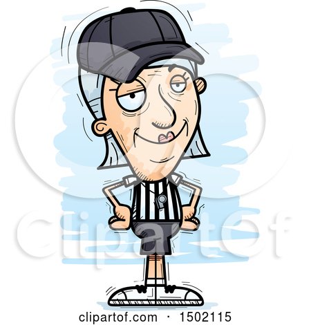 Clipart of a Confident White Senior Female Referee - Royalty Free Vector Illustration by Cory Thoman