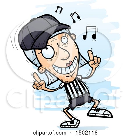 Clipart of a White Senior Female Referee Doing a Happy Dance - Royalty Free Vector Illustration by Cory Thoman