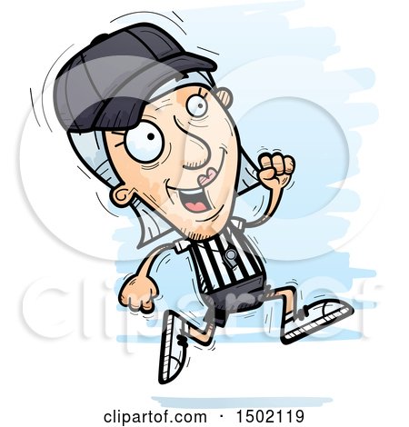 Clipart of a Running White Senior Female Referee - Royalty Free Vector Illustration by Cory Thoman