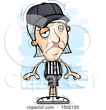 Clipart of a Sad White Senior Female Referee - Royalty Free Vector Illustration by Cory Thoman