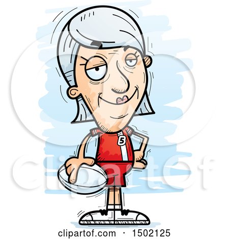 Clipart of a Confident White Senior Female Rugby Player - Royalty Free Vector Illustration by Cory Thoman