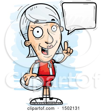 Clipart of a Talking White Senior Female Rugby Player - Royalty Free Vector Illustration by Cory Thoman