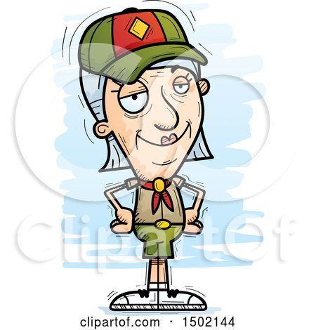 Clipart of a Confident White Senior Female Scout - Royalty Free Vector Illustration by Cory Thoman