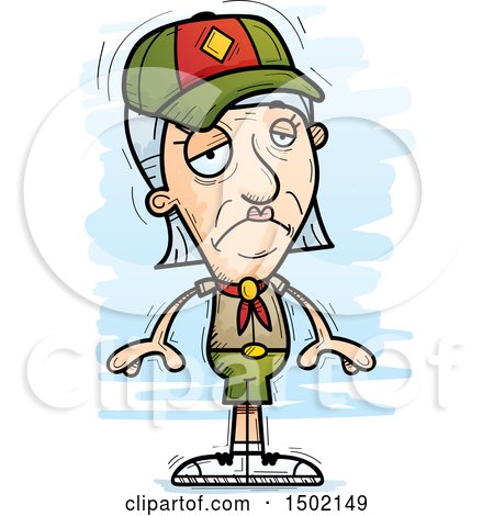 Clipart of a Sad White Senior Female Scout - Royalty Free Vector Illustration by Cory Thoman