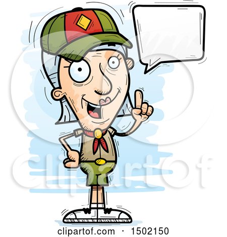 Clipart of a Talking White Senior Female Scout - Royalty Free Vector Illustration by Cory Thoman